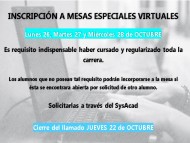 MESAS ESPECIALES virtuales-UTN ( 3ºllamado OCTUBRE 2020) 
